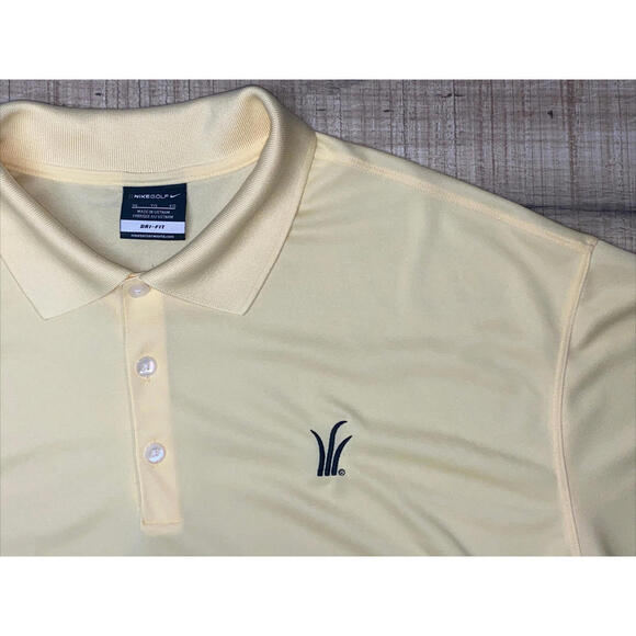 Nike Golf Performance Dri Fit Short Sleeve Polo Shirt Size XL Yellow Club Logo. - Picture 6 of 12